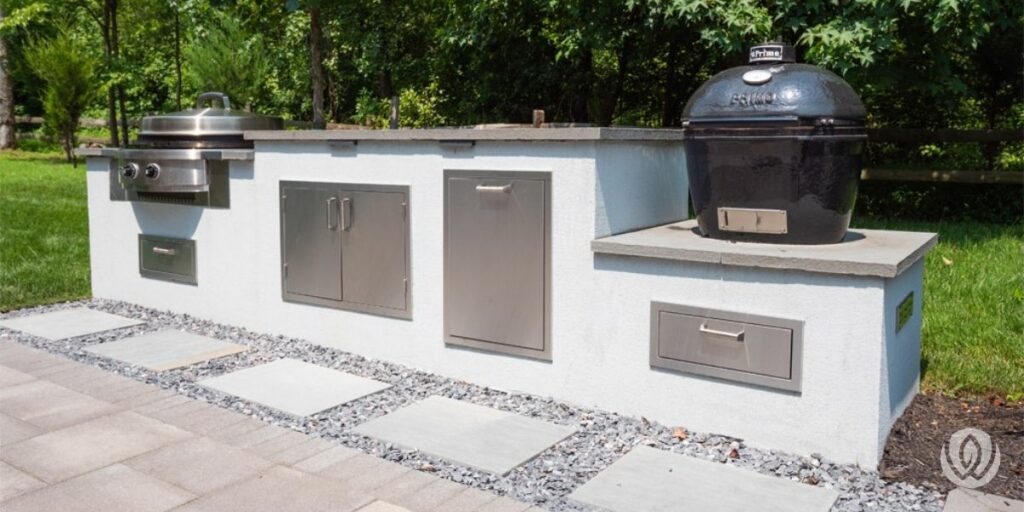 outdoor kitchen featuring Evo and Primo grills