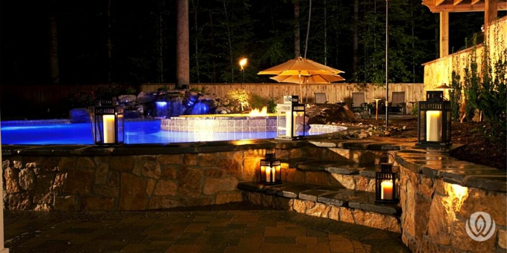 semi inground pool custom pool